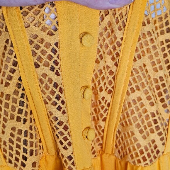 Other Girls NWT Yellow Maxi Skirt With Ribbed Mesh Corset Top Detail Sz OS - Picture 3 of 8